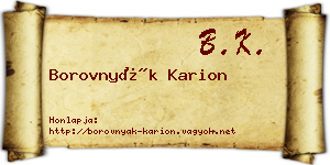 Borovnyák Karion névjegykártya